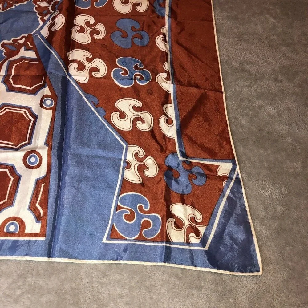 Vintage Abstract Elephant Multicolor 100% Acetate 28” Square Scarf Made in Japan